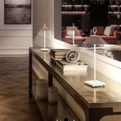 Lampe de table sans fil aluminium MARAIS Blanc H29cm