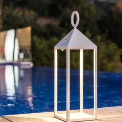 Lampe de table sans fil LED intégrée 1W Nuna Lumisky blanc mat l.14 x H. 47 x P.14 x Ø 14 cm