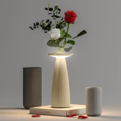 Lampe de table sans fil vase FLORA Sable H20cm