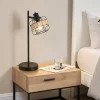 Lampe de table Shields métal rotin 42 x 20 x 14 cm noir beige lux.pro