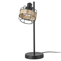 Lampe de table Shields métal rotin 42 x 20 x 14 cm noir beige lux.pro