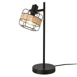 Lampe de table Shields métal rotin 42 x 20 x 14 cm noir beige lux.pro