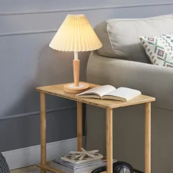 Lampe de table Sittingbourne 35 cm crème effet bois blanc lux.pro