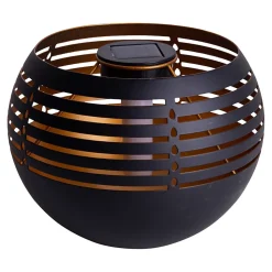 Lampe de table solaire décorative à LED, hauteur 16 cm, pour l'extérieur, en métal noir et en plastique