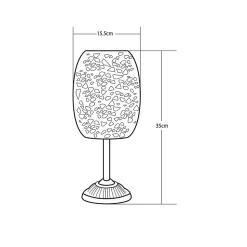 Lampe de table solaire rétro en métal ajouré- Hauteur 35cm- Diamètre 15,5cm- 1 LED blanche- 10 Lumens- Eclairage extérieur Jardin