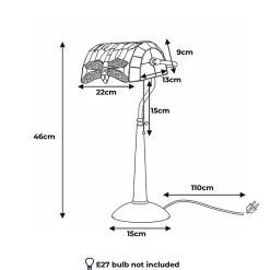 Lampe de table style Tiffany libellule en verre mosaïque vert pour chambre, bureau et lecture E27