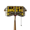 Lampe de table style Tiffany libellule en verre mosaïque jaune pour chambre, bureau et lecture E27