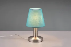 Lampe de Table Tissu Turquoise, Métal Nickel Mat, E14 Max. 40W - TRIO - MATS II