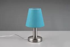 Lampe de Table Tissu Turquoise, Métal Nickel Mat, E14 Max. 40W - TRIO - MATS II