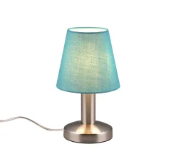 Lampe de Table Tissu Turquoise, Métal Nickel Mat, E14 Max. 40W - TRIO - MATS II
