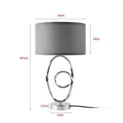 Lampe de table Torquay E14 métal polyester 50 cm chrome gris lux.pro