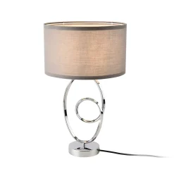 Lampe de table Torquay E14 métal polyester 50 cm chrome gris lux.pro