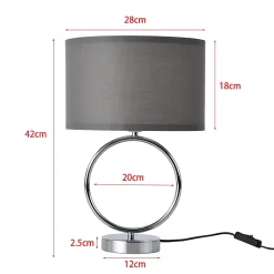 Lampe de table Torquay E14 métal polyester 42 cm chrome gris lux.pro