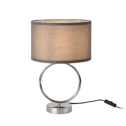 Lampe de table Torquay E14 métal polyester 42 cm chrome gris lux.pro