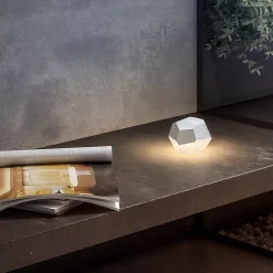 Lampe de table touch sans fil aluminium STONE Blanc H33cm