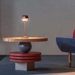 Lampe de table touch sans fil aluminium STONE Rouge H33cm