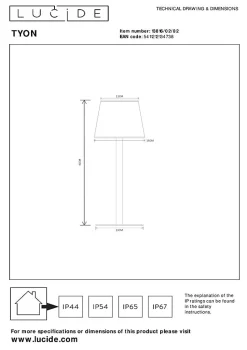 Lampe de table TYON en synthétique avec LED intégré - Or Mat / Laiton - Lucide