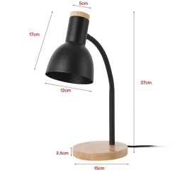 Lampe de table Woodley E14 abat-jour 17 x 12 cm effet bois noir lux.pro