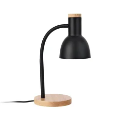 Lampe de table Woodley E14 abat-jour 17 x 12 cm effet bois noir lux.pro