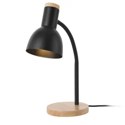 Lampe de table Woodley E14 abat-jour 17 x 12 cm effet bois noir lux.pro