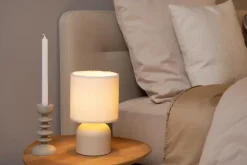 Lampe de table WOOLLY en coton avec 1xE14 - Crème - Lucide