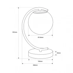 Lampe de Table YLSA Globe en Cristal Opalin et Base Dorée, Idéale pour Chambre, Bureau et Hôtel E27