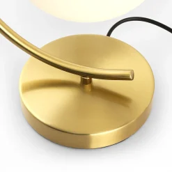 Lampe de Table YLSA Globe en Cristal Opalin et Base Dorée, Idéale pour Chambre, Bureau et Hôtel E27