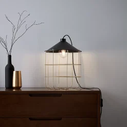 Lampe de table Yondair GoodHome E27 noir mat