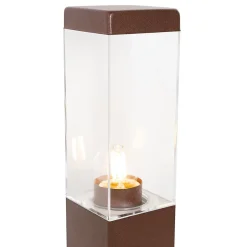 Lampe d'extérieur brun rouille 80 cm avec prise IP44 - Malios