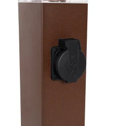 Lampe d'extérieur brun rouille 80 cm avec prise IP44 - Malios