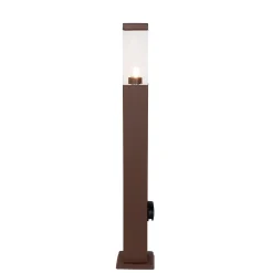 Lampe d'extérieur brun rouille 80 cm avec prise IP44 - Malios