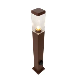 Lampe d'extérieur brun rouille 80 cm avec prise IP44 - Malios