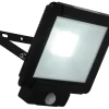 Lampe d'extérieur LED 'Radia' 30W avec capteur, en métal et verre noir, avec LED intégrée