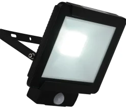 Lampe d'extérieur LED 'Radia' 30W avec capteur, en métal et verre noir, avec LED intégrée