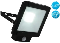 Lampe d'extérieur LED 'Radia' 30W avec capteur, en métal et verre noir, avec LED intégrée