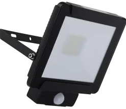 Lampe d'extérieur LED 'Radia' 30W avec capteur, en métal et verre noir, avec LED intégrée