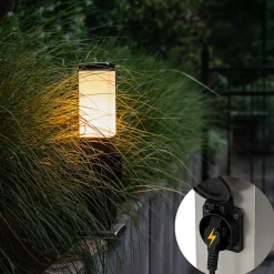 Lampe d'extérieur moderne 45 cm en acier avec prise IP44 - Malios