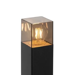 Lampe d'extérieur sur pied noire 70 cm IP44 avec verre fumé - Danemark