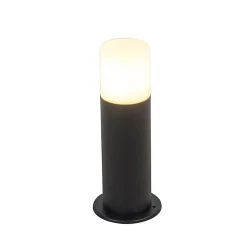Lampe d'extérieur sur pied noire avec abat-jour opale blanc 30 cm IP44 - Odense