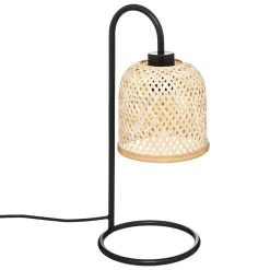 Lampe droit Ali - métal et bambou - noir - H43 - 5 cm - Atmosphera