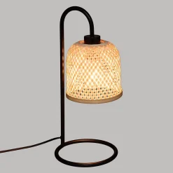 Lampe droit Ali - métal et bambou - noir - H43 - 5 cm - Atmosphera