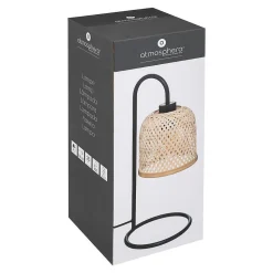 Lampe droit Ali - métal et bambou - noir - H43 - 5 cm - Atmosphera