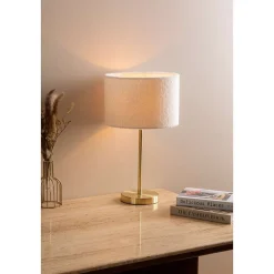 Lampe droite en bouclette - H. 49 cm - Or