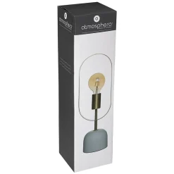 Lampe Edi - gris et doré - base effet marbre H44 cm - Atmosphera