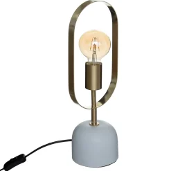 Lampe Edi - gris et doré - base effet marbre H44 cm - Atmosphera