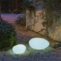 Lampe extérieure galet Petra E27 25W IP65 blanc neutre Newgarden H.60cm