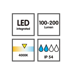 Lampe extérieure LED intégrée Boule 200lm 3W IP54 28x16cm Gris