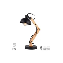 Lampe Flexo Architecte EDM Vintage en bois E27 Noir 60W