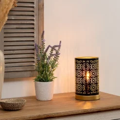 Lampe Gypsy noire - métal ajouré H21.5 cm - Atmosphera