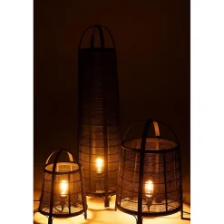 Lampe haute en tissu noir 26x26x100 cm